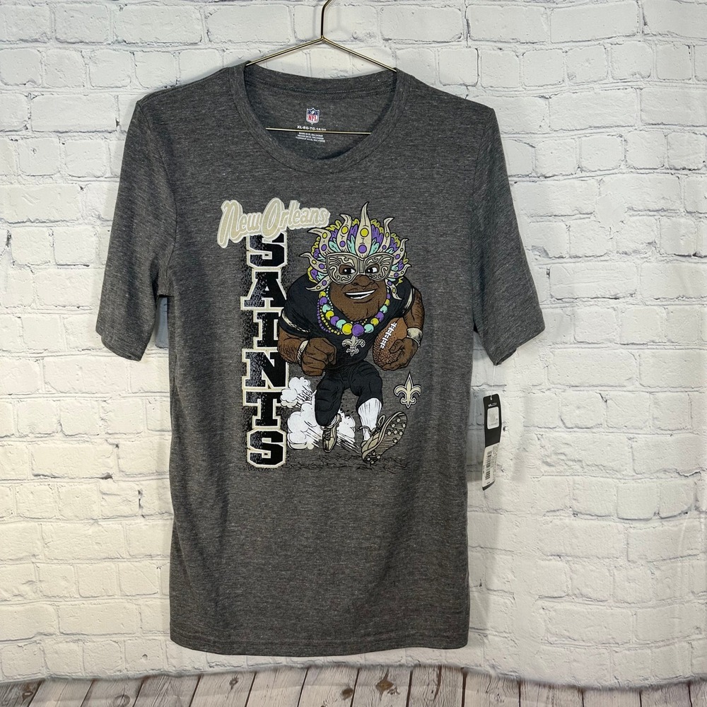 NFL New Orleans Saints Youth XL 18/20 Grey Busting Loose T-Shirt 9K1B7FD62F10